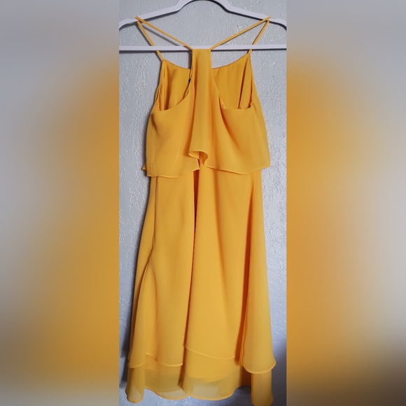 Gianni Bini Orange Sleeveless Midi Sheer Satin Ruffles Dress Size 2 - Picture 2 of 6